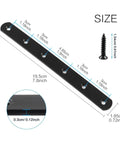 Sturdy Black Stainless Steel Straight Brace Brackets 19x195mm with screws, detailed size measurements for DIY projects