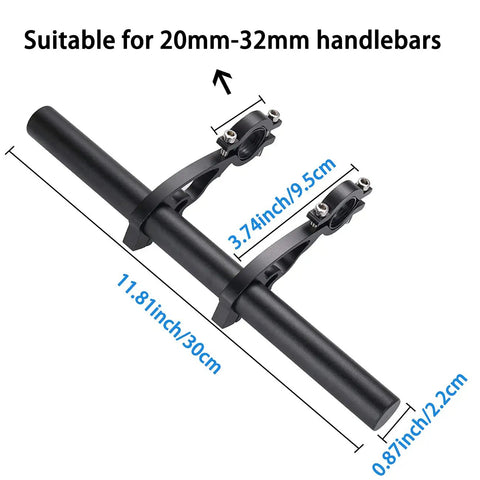 Extended Handlebar Mounting Bar For Bikes 11.8 Inches Long Beefy Aluminum Alloy Bracket Fits 20mm To 32mm Handlebars