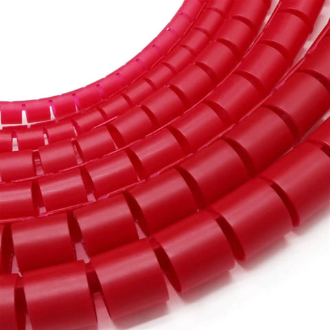 Close-up of red segments of Durable Spiral Cable Management Sleeve For Home And Office Use, Easy Wrap Wire Protector Tube