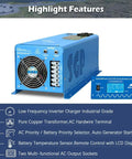 Beefy 4000W Inverter Charger With 12000W Peak Surge 12V DC Input To 120 To 240V AC Split Phase Output Pure Sine Wave Low Frequency