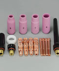 TIG Collet Bodies 10N Series Kit With Alumina Ceramic Cups For SR WP 17 18 26 Torches, 16 Piece Set Included