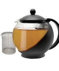 Half Moon Glass Teapot With Removable Infuser And Fine Mesh Stainless Steel Filter Dishwasher Safe 40 Ounce Black Tea Maker