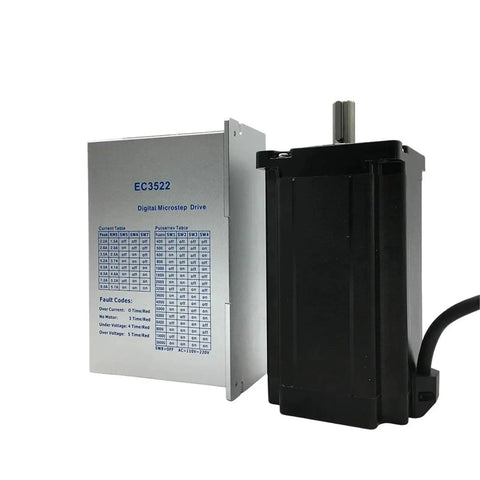 Stepper Motor and EC3522 Drive Kit For High Torque CNC Projects, 3 Phase 4.5A Driver, 86mm Body, 14mm Shaft, 110 to 220V AC Power, 4.5 to 12 Nm Torque, 1 Piece Pack, Plug and Play Ready to Roll. EC3522 drive and NEMA 34 motor
