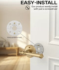 Champagne Bronze Dummy Interior Door Handles, 2 Pack, Non Functional Faux Handles For Interior Doors, Easy Installation, Durable Finish, Ideal For Closets, Pantries, And Home DIY Projects, on white door