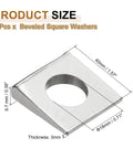 Beveled Square Washer Set 4 Pack for M18 Bolts with 20x40 mm Inner Diameter and 40 mm Width 3 mm Thick 9.7 mm High 304 Stainless Steel Silver PATIKIL