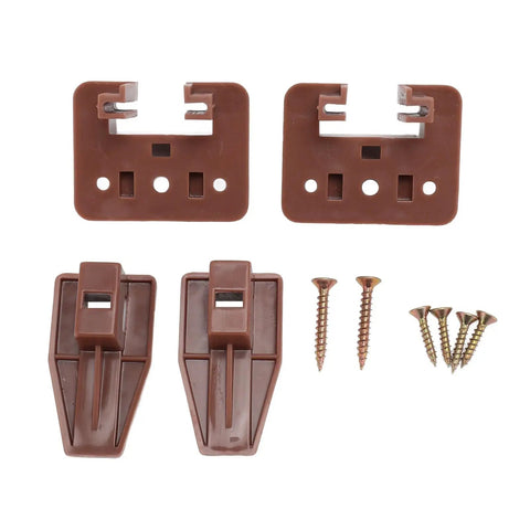 10 Pack Drawer Track Guides And Glides Kit With Plastic Center And Bottom Mount Slides, brown plastic pieces with screws