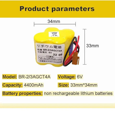 40 Pack 6V 4400mAh BR-2/3AGCT4A Non-Rechargeable Lithium Battery With Brown Plug, dimensions 33mm x 34mm, for CNC systems.