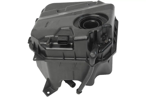 Built Tough Coolant Expansion Tank Replacement Fits Vw Touareg And Audi Q7 Models From 2004 To 2015 With Straight Bolt On Setup For Dependable Road Trip Ready Cooling, black polypropylene tank with multiple inlet outlets.
