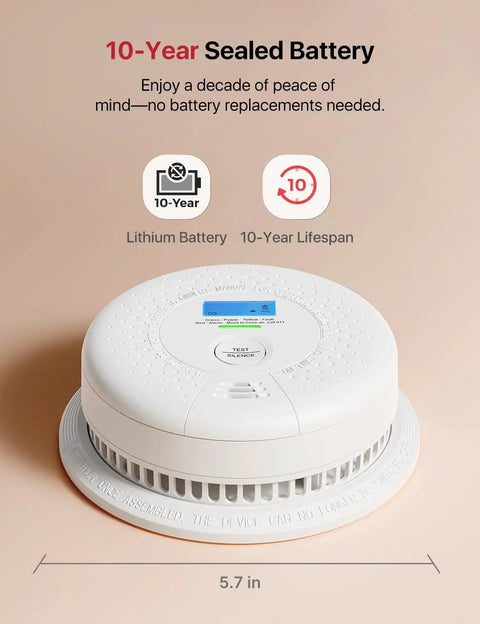 Standalone Smoke And Carbon Monoxide Detector SC01 1 Pack A Cinch To Install Battery Powered Home Safety Alarm, 5.7 in