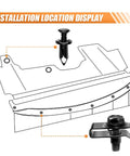 Installation location display for Badass Garage Ready Heavy Duty Auto Bumper Fender Liner Push Clip U Nut Bolt Fastener Rivet Repair Kit.
