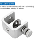 Heavy Duty C-clamp from 8 Pack 1 Inch C Clamp Set, 304 stainless steel, I-beam design, corrosion-resistant, woodworking and desk projects.