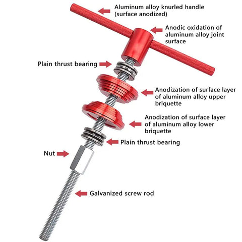 Bike Headset Press In Tool and Bottom Bracket Install Tool with Wrench T Handle Anti Slip Universal Bearing Installer, parts labeled