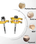 Tongue And Groove Router Bit Set For One Quarter Inch Shank, Two Pack, Built For Three Quarter Inch Stock, Shown with Compatible Materials