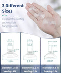 Person holding small rubber suction cups for glass 30 pack assorted sizes 0.8 1.2 1.8 inch multipurpose holders with size chart.