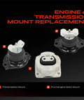 Built Tough Engine Motor Mount And Transmission Mount Kit Fit Chrysler 300 Dodge Challenger V6 V8 shows transmission and engine mounts.