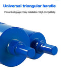 Two blue core bits from the Ten Piece Diamond Hole Saw Kit For Ceramic, Marble, Granite And Glass With Pro Grade Heavy Duty Brazed Core