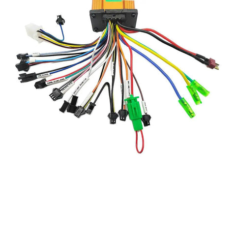 Universal BLDC Brushless Controller with multi-color wires for electric bikes and e-scooters 24V to 60V 250W or 350W.