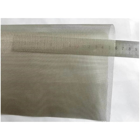 Faraday Shielding Mesh Window Fabric With Nickel Copper Conductive Grid shown with ruler for size reference.