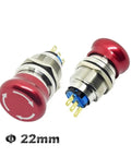 Mushroom Emergency Stop Switch Latching Button, 16mm 19mm 22mm Universal Mount, Red Head for Fast Shutdown, Direct Replacement Without Modifying Control Panel Holes, Two Contact Configurations NO NC Options, Easy Locate and Press in Urgent Situations, 22mm