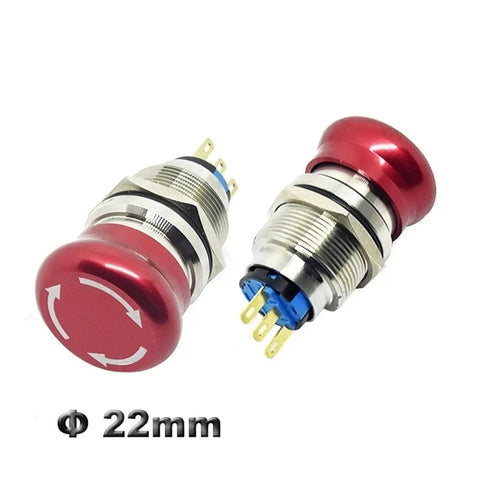 Mushroom Emergency Stop Switch Latching Button, 16mm 19mm 22mm Universal Mount, Red Head for Fast Shutdown, Direct Replacement Without Modifying Control Panel Holes, Two Contact Configurations NO NC Options, Easy Locate and Press in Urgent Situations, 22mm