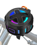 Ride Ready Bike Speaker With Pro Handlebar Mount Bluetooth 5.4 IPX7 Waterproof 10W Bass Broadcast Navigation Silicone Case 15 To 24 Hour Playtime Built For Bicycle Motorcycle Electric Scooter Outdoor Riding attached to bike handlebar