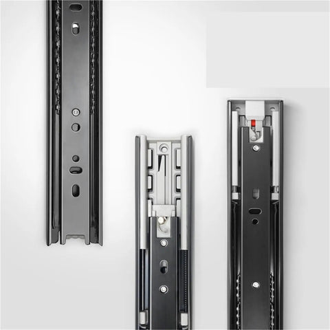 Heavy Duty Silent Drawer Slide Rails Stainless Steel Buffer Damping Cabinet Three Section Ball Bearing Track Two Pieces 500mm 20 Inch Soft Close Hardware For Cabinets And Drawers, close-up view of slide mechanisms