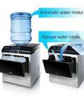 Countertop Ice Maker And Water Dispenser With Bright Led Interface 2 In 1 Unit showing automatic and manual water intake.