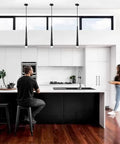 Black LED Pendant Lights 3 Pack Dope Modern Conical Dimmable Pendant Lighting With Acrylic Shade in minimalist kitchen