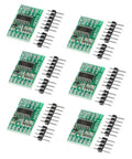 6 Piece HX711 Load Cell Amplifier Module Kit For Weight Sensing And Force Measurement Plug And Play Dual Differential Inputs With On Chip Low Noise PGA Gain 32 64 128 Easy Serial Interface Selectable 10SPS Or 80SPS Data Rate Compact 25x16mm ADC Sensor, six green PCB boards with pin headers