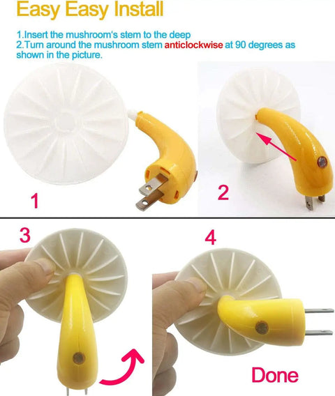 Instructions for assembling 3 Pack Plug In LED Mushroom Night Lights With Dusk To Dawn Sensor, 7 Color Changing Kid Friendly Wall Night Light