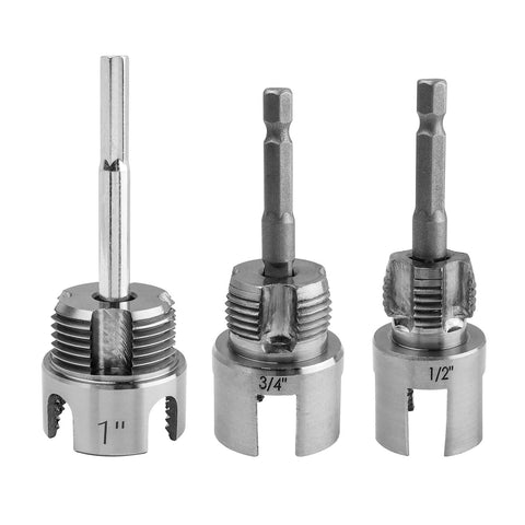 Dual Function PVC Pipe Threader Set For Internal And External Threads, Fits One Half Inch, Three Quarter Inch, And One Inch Pipes