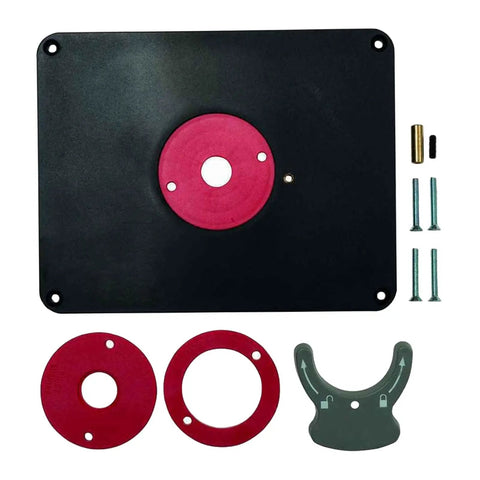 Rock Solid Metal Router Table Insert Plate Featuring Quick Adjust Centering Rings For Seamless Milling And Top Tier Woodworking Crafts Heavy Duty Workshop Essential That Just Works with accessories.