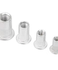 Genuine Aluminum Rivet Nut Kit Featuring 200 Piece Assorted M3 And M6 Threaded Blind Fasteners To Nail Down DIY Automotive and Sheet Metal Fabrication Tasks Without The Hassle - assorted sizes of aluminum rivet nuts.