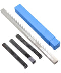 18mm E Push Type Keyway Broach Tool Metric Sized HSS Cutting Tool Knife With 3 Shims for CNC Machines displayed with blue case