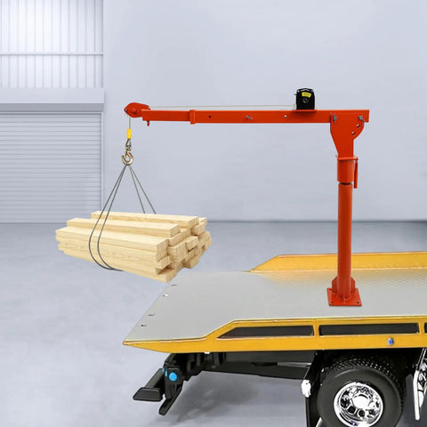 Heavy Duty 1100 Lb Truck Mounted Crane Hoist W/ 12V Electric Winch For Rough Work Zones Built To Last Q235 Steel lifting wood on truck bed