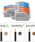 Image of 10Pcs 2 In 6 Out Lever Wire Connector Kit for DIY Quick Connect Push In Splitter Blocks, with wire gauge info.