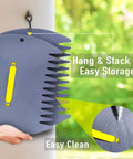 Leaf Scoops Hand Rake Set 2 Pack, Lightweight Leaf Grabber And Picker Upper, grey with yellow handles, hanging for storage