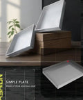 Hella Sturdy 304 Stainless Steel Drip Pan For AC Unit And Water Heater Condensate Catcher shown on wooden table.