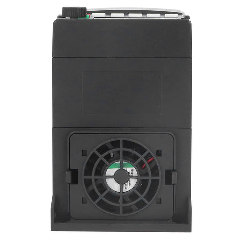 Beefy 3 Phase VFD Motor Controller With 380V Input And Output 2.2KW Pro Grade Industrial Inverter For Heavy Duty Machinery Durable ABS Shell Easy Setup And One Button Run Stop With Clear Digital Display, black ABS shell rear view