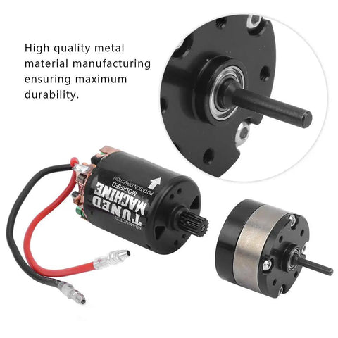 Beefy Metal Gearbox Upgrade With 540 Brushed 55T Motor showing heavy-duty components for SCX10 and HSP RC cars.