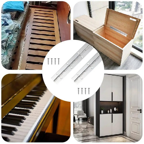 Six Pack 12 Inch Piano Hinge Heavy Duty Continuous Hinge With Pre Drilled Mounting Holes For Cabinets Boat And Marine Doors Top Shelf 304 Stainless Steel on wood surfaces