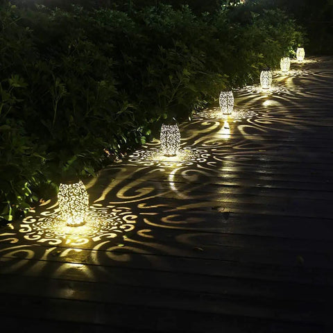 Solar Lantern Outdoor Hanging Light For Patio And Garden In Retro Metal Bronze Finish Waterproof Solar Garden Accent illuminating pathway
