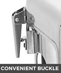Close-up of a convenient buckle on Heavy Duty 370W Electric Juice Extractor With Stainless Steel Body for easy operation.