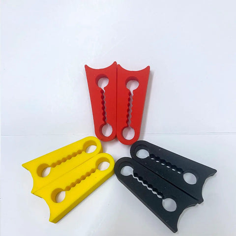 Silicone Car Door Damper Pads 12 Pack Slams Free Sound Deadening Buffers in red, yellow, and black, designed to soften impact.