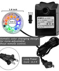 Go-To 15W Submersible Fountain Pump With LED Light, power cord, and color LED ring, 800 L/H flow, for gardens, ponds.