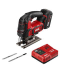 Beast Mode Cordless Jigsaw Kit With Brushless 20V Power Core 20 Battery 2.0Ah, PWR Assist USB Charging, PWR Jump Charger, blades