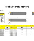 Product parameters diagram for Premium Indexable Carbide Lathe Tool Bar With SCMCN2020K09 Insert for hard alloy external turning.