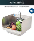 Commercial Hand Sink With Gooseneck Faucet 304 Stainless Steel Wall Mount Utility Sink NSF Certified For Restaurant