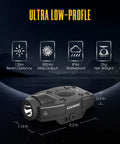 Ultra Compact Rifle Light And Helmet Mounted For Picatinny Rails, Ultra Lightweight Under 30g, side view with dimensions