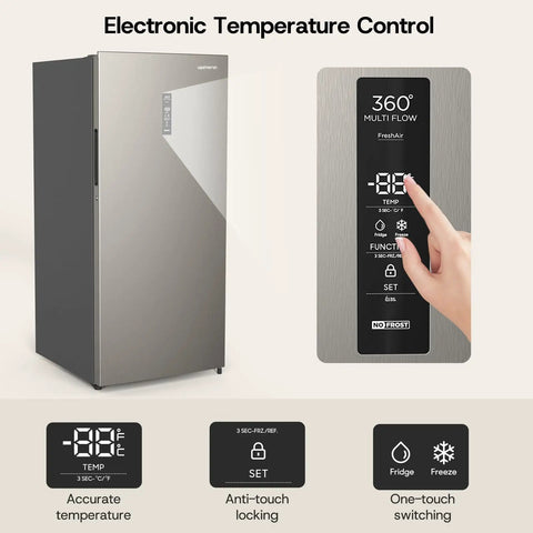 No Brainer 14 Cu Ft Upright Freezer Convertible Fridge With Smart Digital Controls showing electronic temperature control panel.